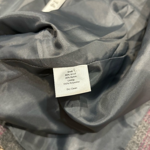 Talbots 12 Jacket Gray Pink Plaid Windowpane Wool Tweed Blazer Snap Front - Picture 11 of 11